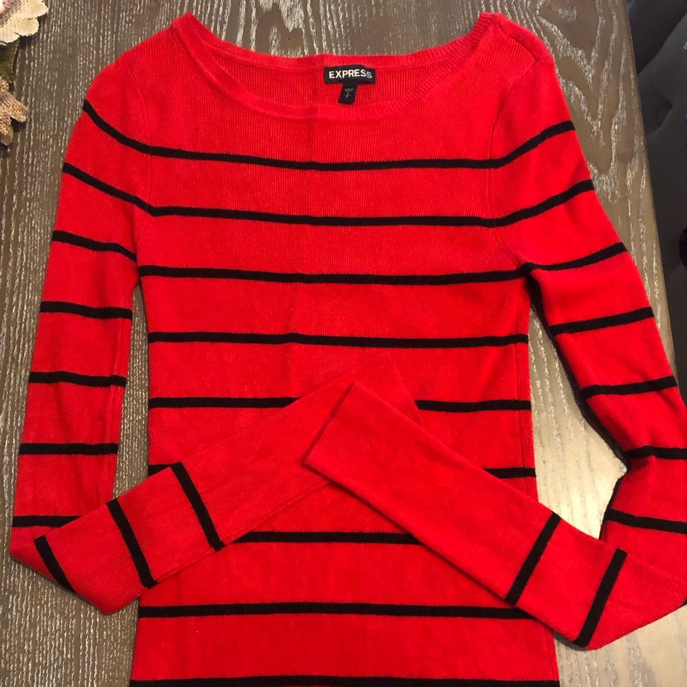 Express Red Strip Sweater